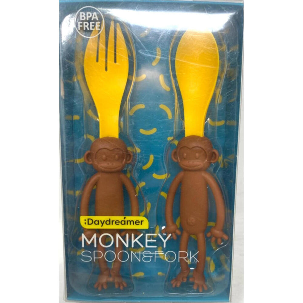 Daydreamer Monkey Spoon and Fork BPA Free Eating Utensils